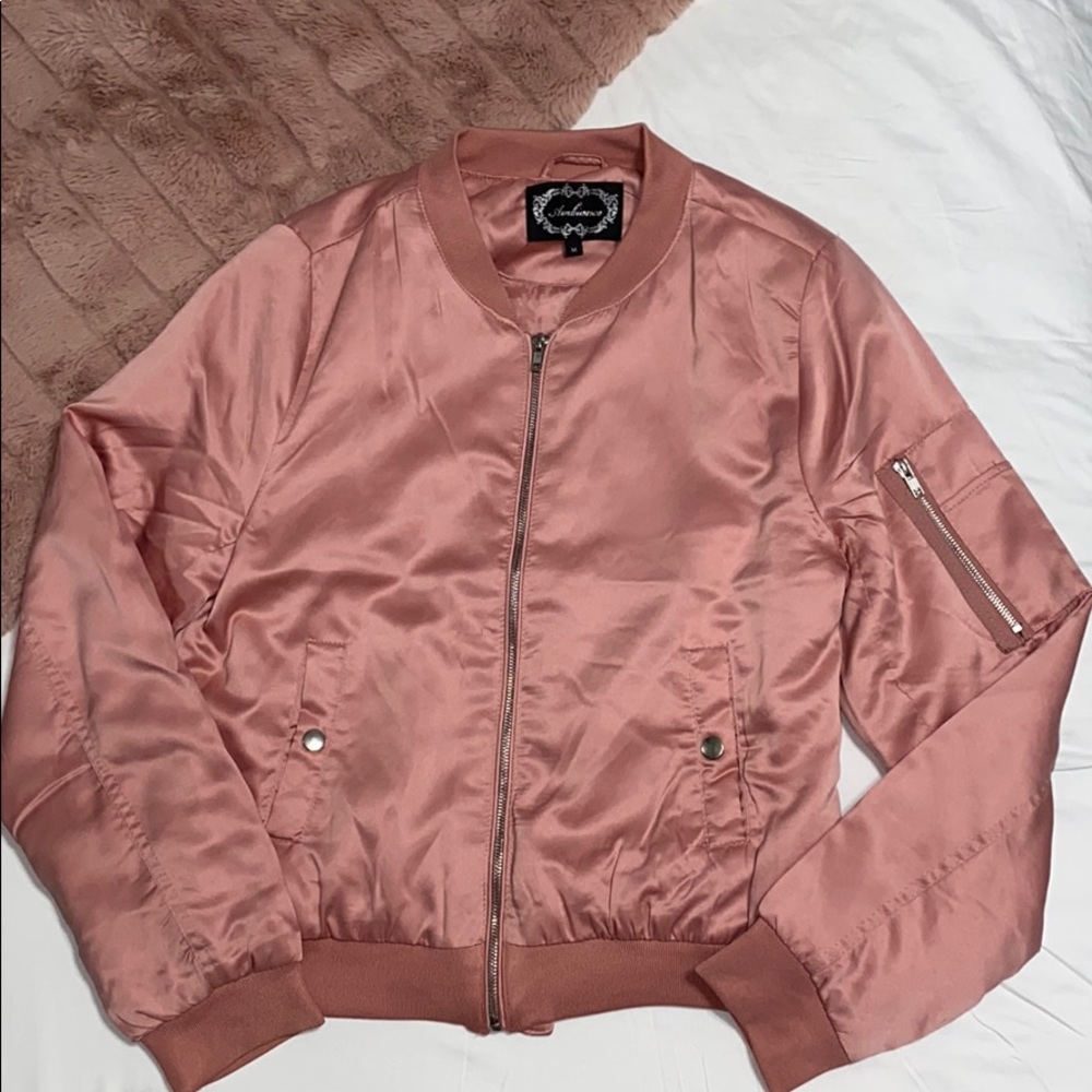 Ambiance Medium Zip Down Rose Pink Bomber Jacket